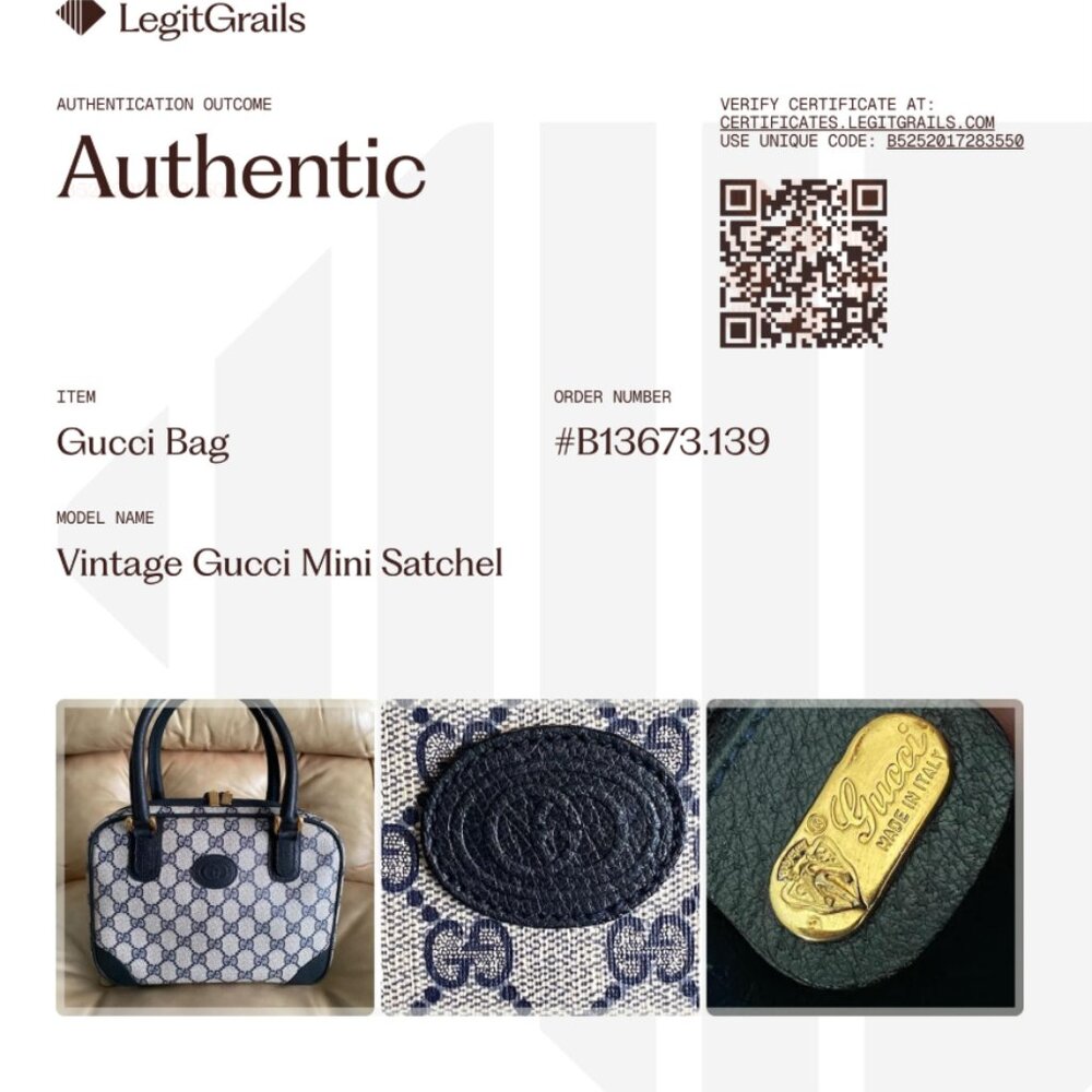 COA Gucci Vintage Mini Satchel GG Monogram Authentic Top Handle - Picture 2 of 15